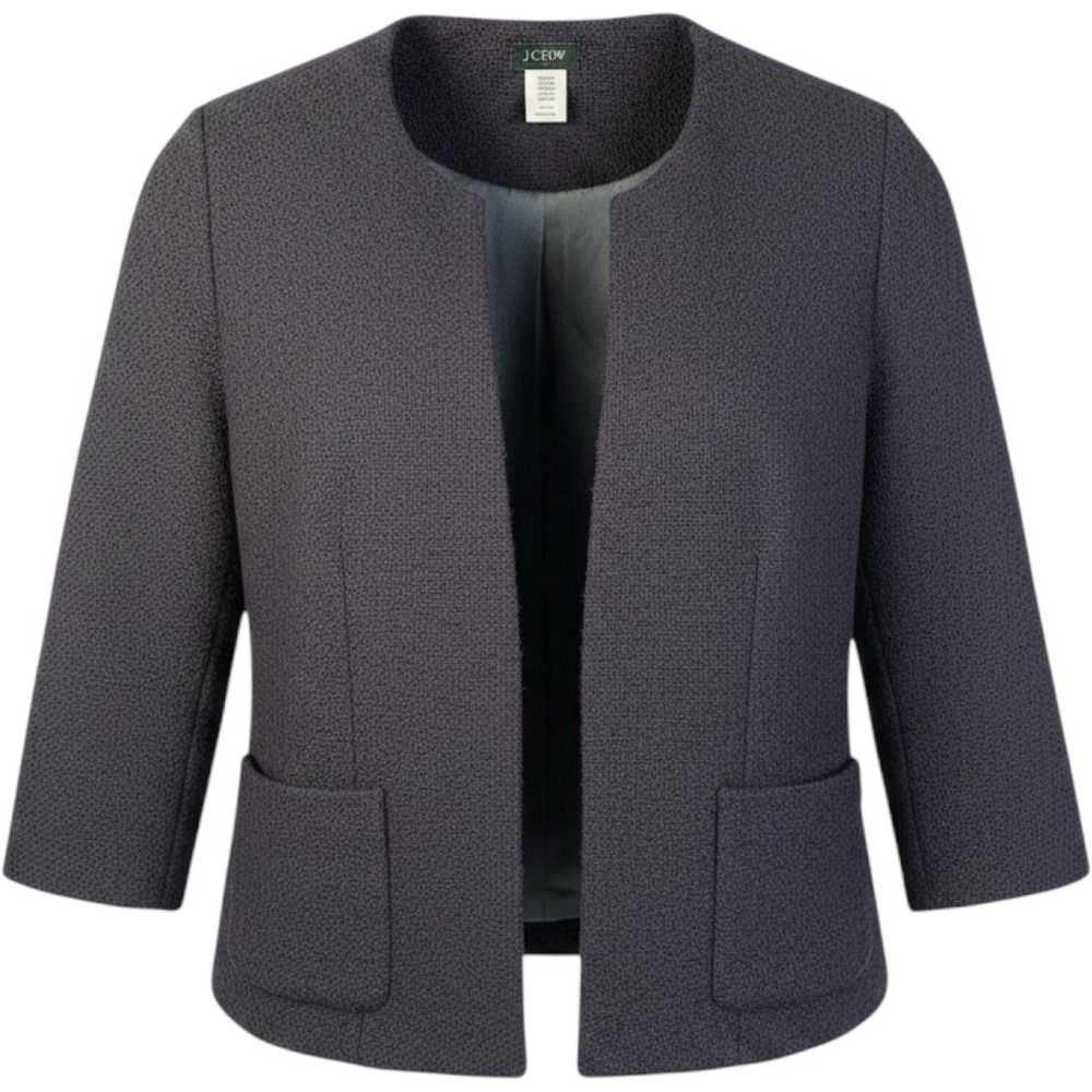 J.Crew Textured Wool Blend Open Front Blazer Women Size 8 Quiet Luxury‎ Office